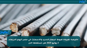 «فرصة ذهبية» هبوط أسعار الحديد والأسمنت في مصر اليوم الأربعاء 2 يوليو 2025 هل تستغلها الآن